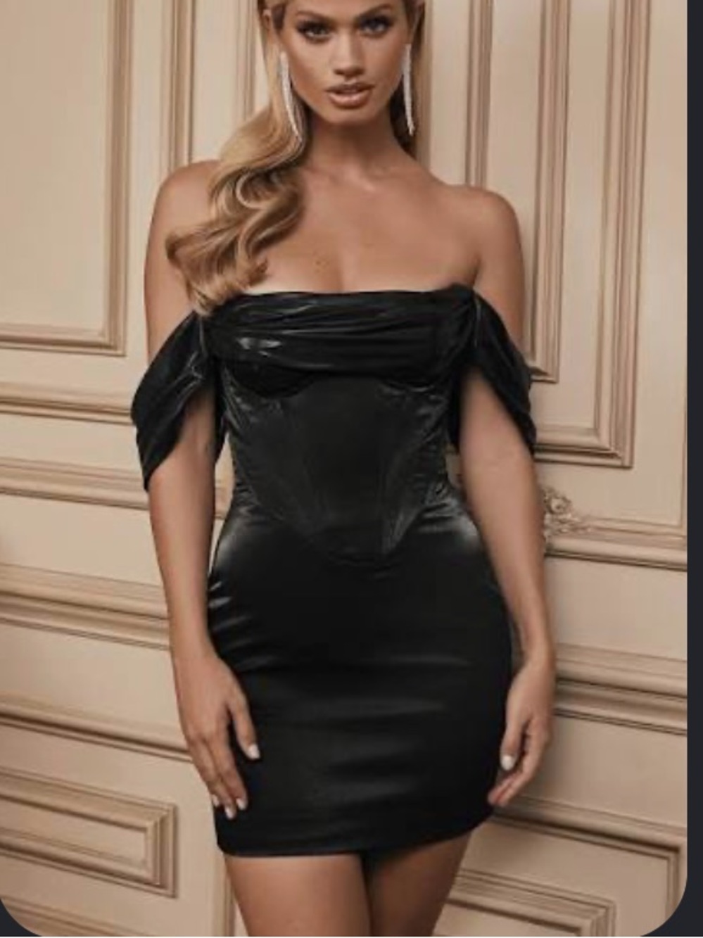 House of CB Lucinda Black Off Shoulder Mini Dress